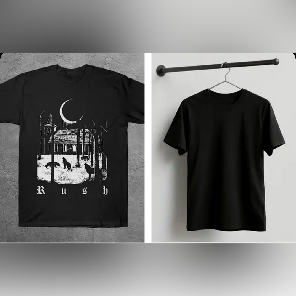 M Black Unisex Graphic Gothic Style Print RUSH Size Medium T-Shirt NWT